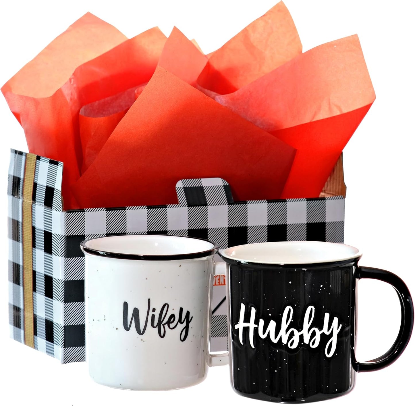 Wifey Hubby Mugs Set of 2 Coffee Mug 11 Ounce, Husband Wife Gift, His Hers Coffee Cup