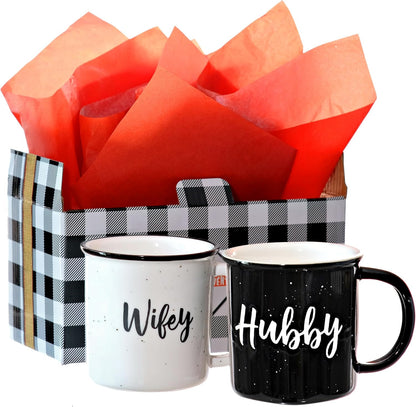 Wifey Hubby Mugs Set of 2 Coffee Mug 11 Ounce, Husband Wife Gift, His Hers Coffee Cup