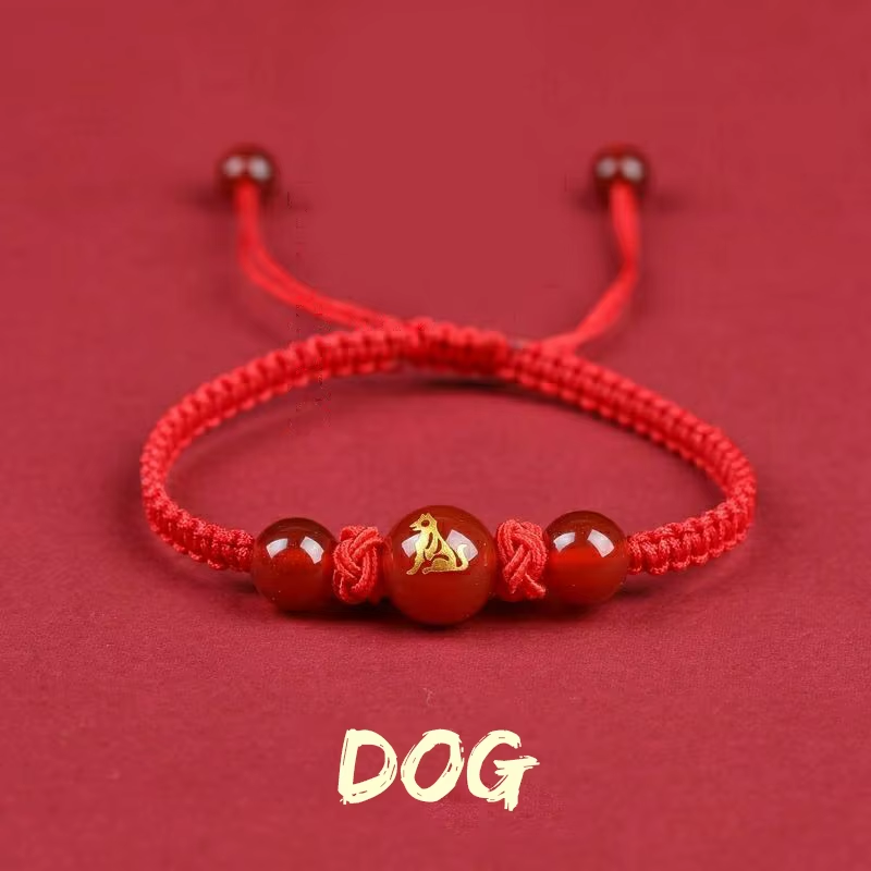 Chinese Style 12 Zodiac Bracelet 2025 Snack Year Lucky Red Rope Bracelet Xmas near Year Gift