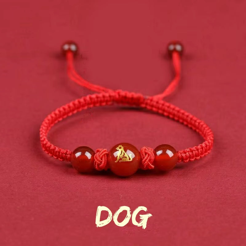 Chinese Style 12 Zodiac Bracelet 2025 Snack Year Lucky Red Rope Bracelet Xmas near Year Gift