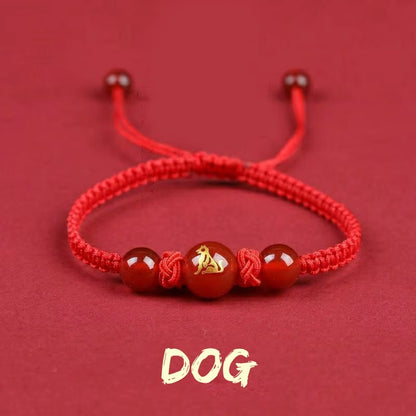 Chinese Style 12 Zodiac Bracelet 2025 Snack Year Lucky Red Rope Bracelet Xmas near Year Gift