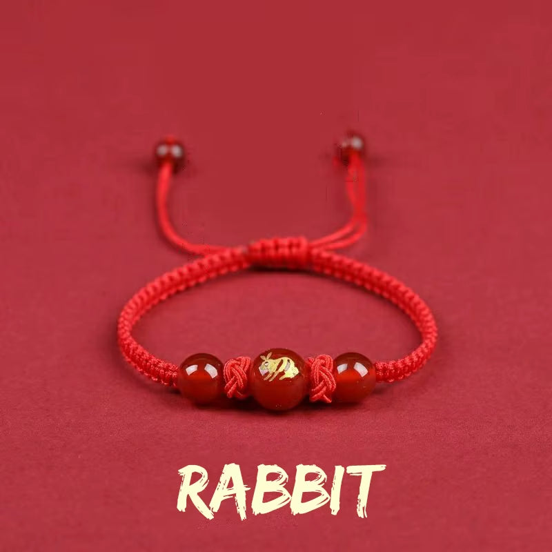 Chinese Style 12 Zodiac Bracelet 2025 Snack Year Lucky Red Rope Bracelet Xmas near Year Gift