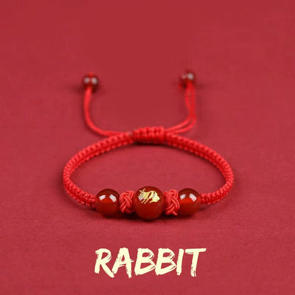 Chinese Style 12 Zodiac Bracelet 2025 Snack Year Lucky Red Rope Bracelet Xmas near Year Gift
