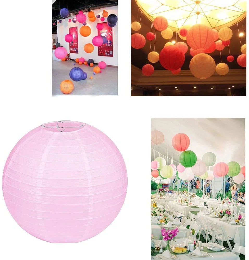 10 Pcs Pink Paper Lanterns round Hanging Lanterns for Wedding,Xmas,Birthday, Party Decoration