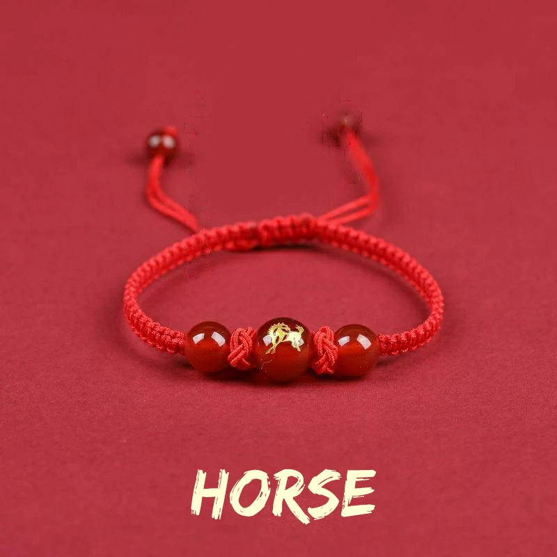 Chinese Style 12 Zodiac Bracelet 2025 Snack Year Lucky Red Rope Bracelet Xmas near Year Gift