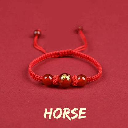 Chinese Style 12 Zodiac Bracelet 2025 Snack Year Lucky Red Rope Bracelet Xmas near Year Gift