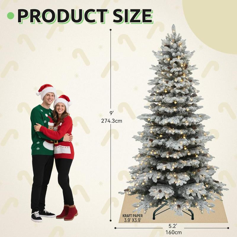 YITAHOME 6.5/7.5/9 FT Artificial Christmas Tree(With Lights), Pre-Decorated Special Style Christmas Tree, for Party, Home Decor