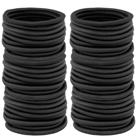 150 PCS Black Hair Ties for Women Men Girls, 4MM Elastic Hair Bands Ponytail Holders, Thick Curly Hair Long-Lasting Braids, Premium Hair Elastics Tie