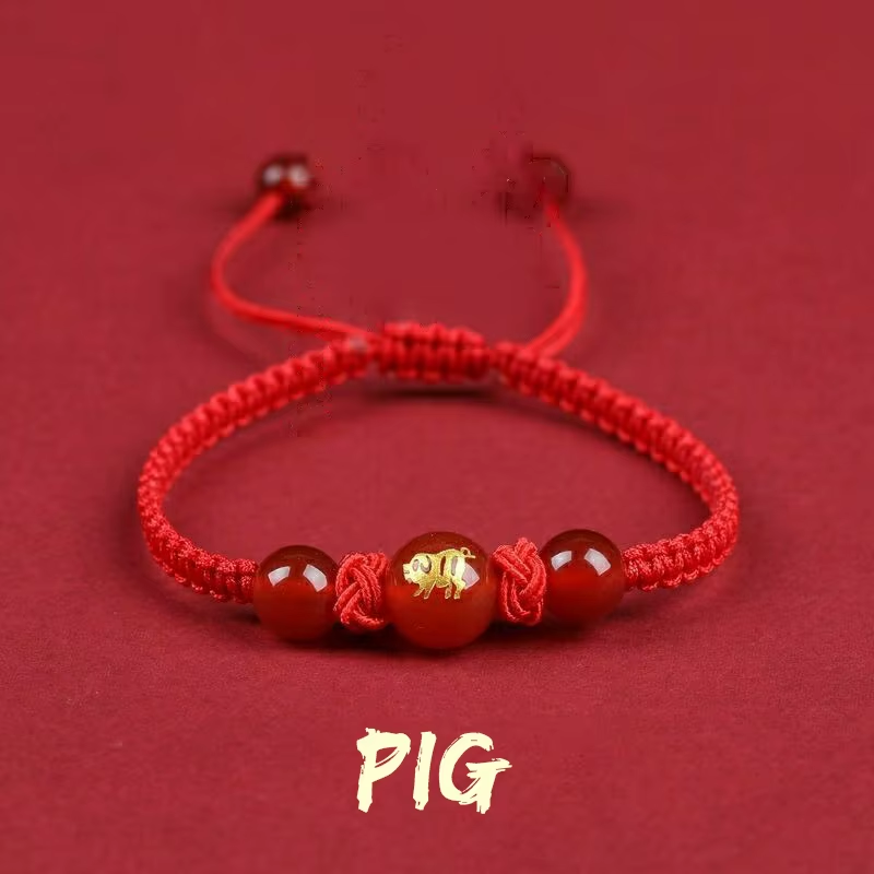 Chinese Style 12 Zodiac Bracelet 2025 Snack Year Lucky Red Rope Bracelet Xmas near Year Gift