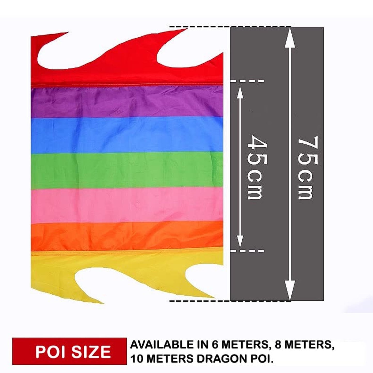 19.6 FT(6 Meters) Rainbow Ribbon Dragon Dance Poi, Outdoor Flinging Fitness D...