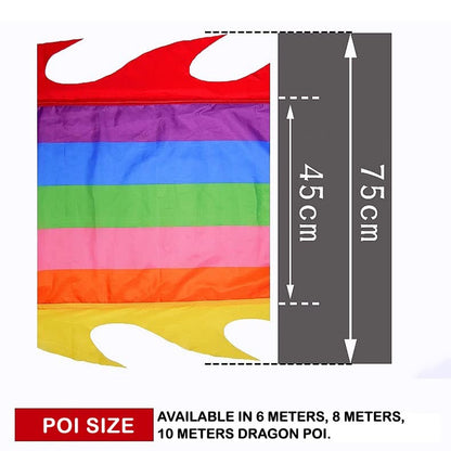 19.6 FT(6 Meters) Rainbow Ribbon Dragon Dance Poi, Outdoor Flinging Fitness D...