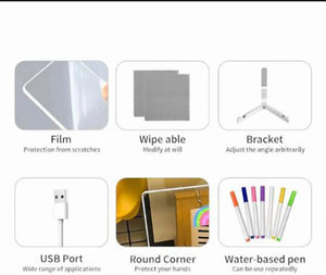 Glowboard - LED Light-Up Writing & Drawing Board, Glowboard LED Drawing Board, 7.9"X11.8" 7 Colors Acrylic Dry Erase Board with Light, Note Board with Colors, Holiday Trend Gift (7.9 * 11.8In)