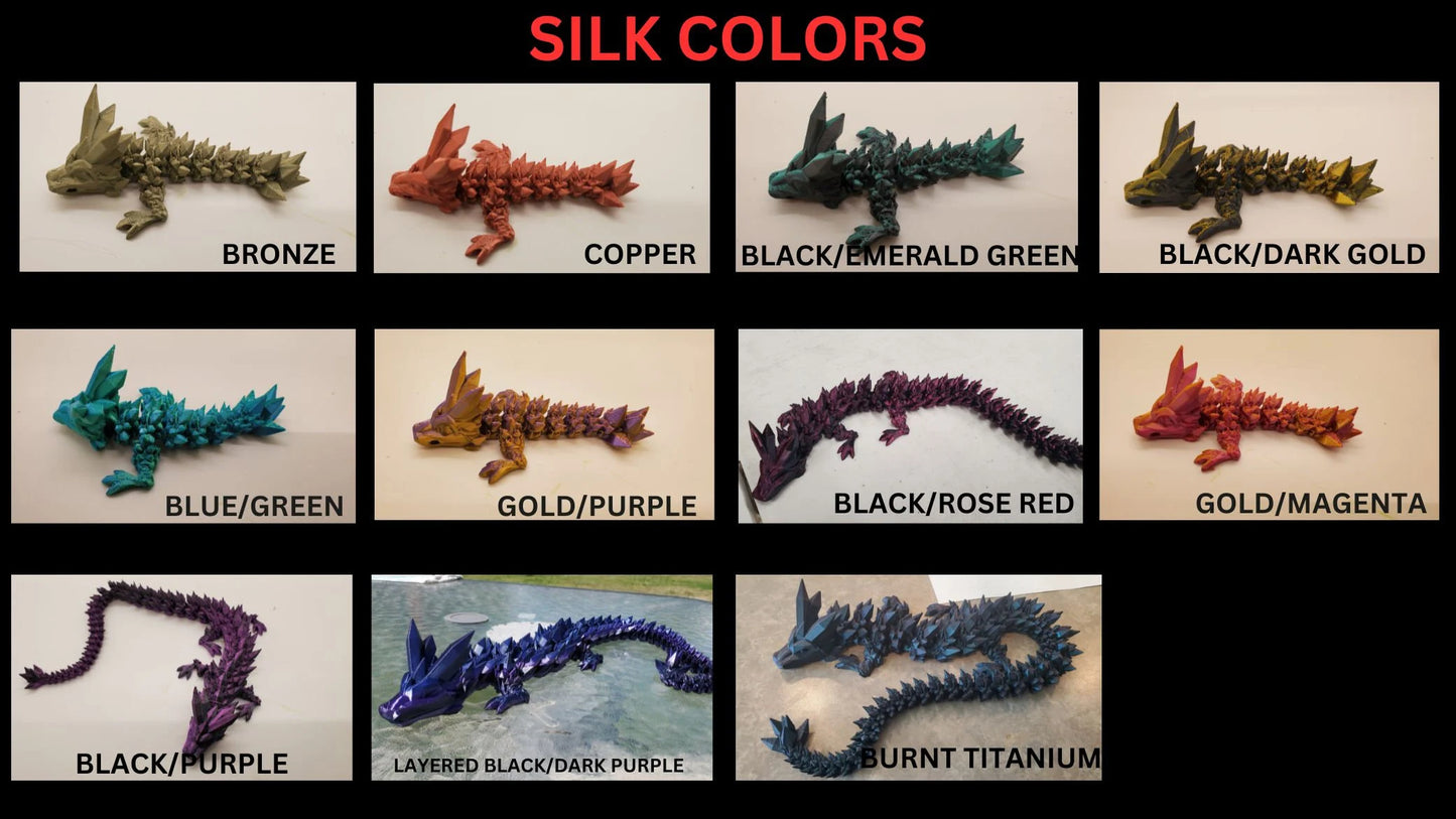 3D Printed Crystal Dragon Fidget Toy, Articulated Dragon