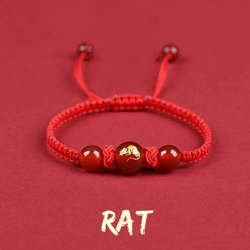 Chinese Style 12 Zodiac Bracelet 2025 Snack Year Lucky Red Rope Bracelet Xmas near Year Gift