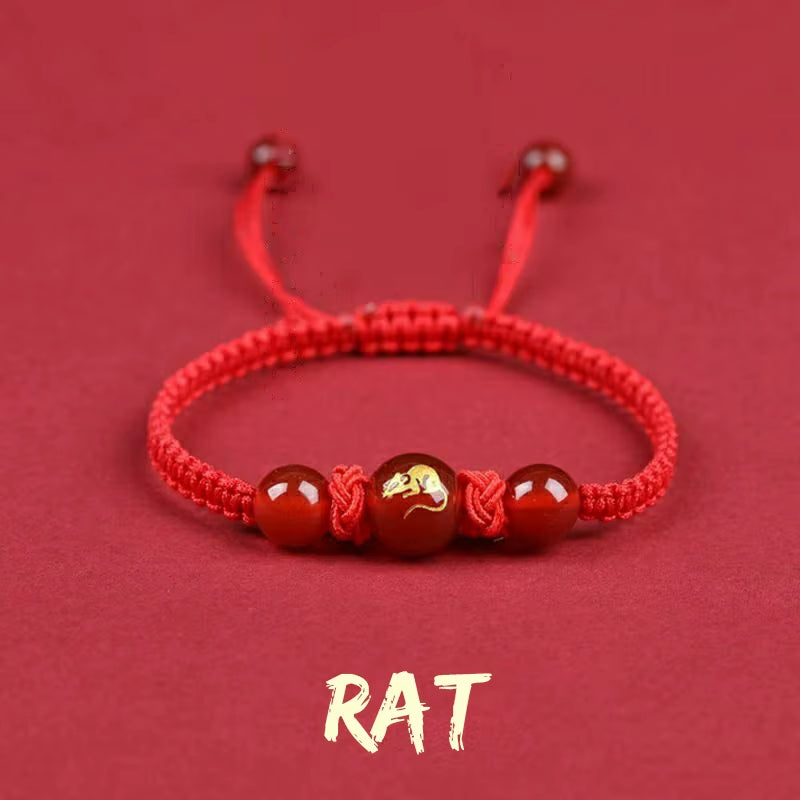 Chinese Style 12 Zodiac Bracelet 2025 Snack Year Lucky Red Rope Bracelet Xmas near Year Gift