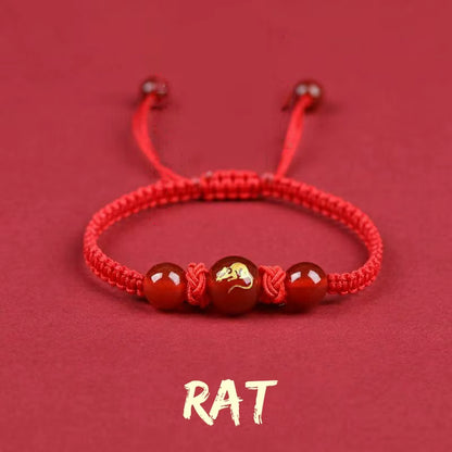 Chinese Style 12 Zodiac Bracelet 2025 Snack Year Lucky Red Rope Bracelet Xmas near Year Gift