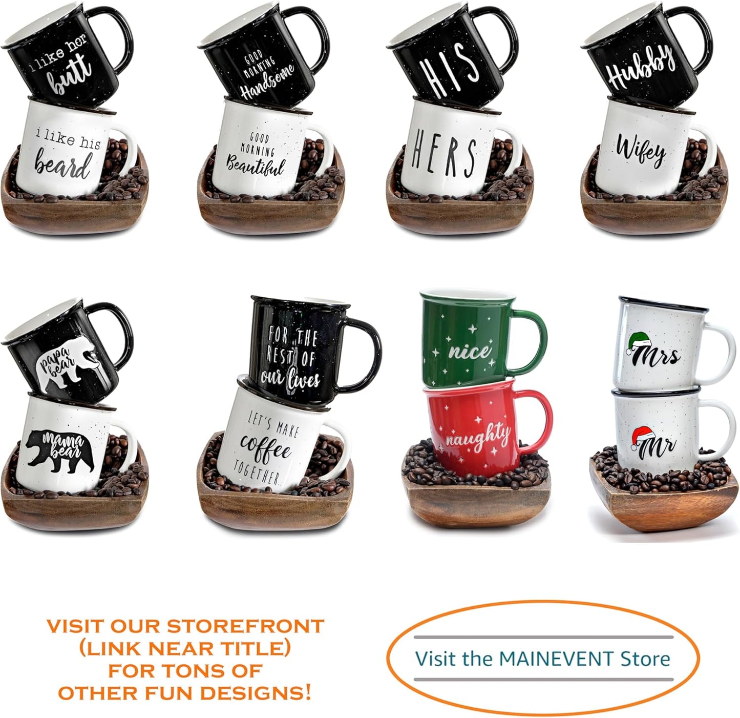 Wifey Hubby Mugs Set of 2 Coffee Mug 11 Ounce, Husband Wife Gift, His Hers Coffee Cup