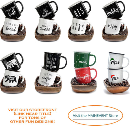 Wifey Hubby Mugs Set of 2 Coffee Mug 11 Ounce, Husband Wife Gift, His Hers Coffee Cup