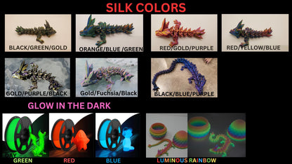 3D Printed Crystal Dragon Fidget Toy, Articulated Dragon