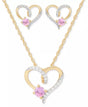 2-Pc. Set Lab Created Pink Sapphire (3/4 Ct. T.W.) & Lab Created White Sapphire (1/3 Ct. T.W.) Heart Pendant Necklace & Matching Stud Earrings in 14K Gold-Plated Sterling Silver