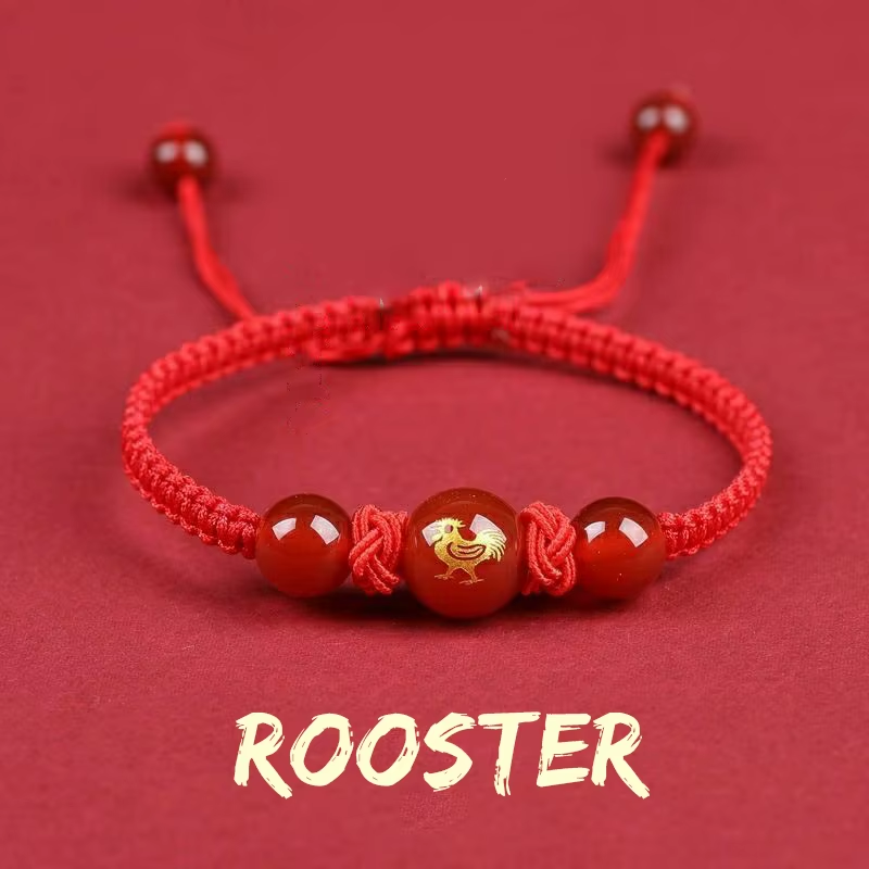 Chinese Style 12 Zodiac Bracelet 2025 Snack Year Lucky Red Rope Bracelet Xmas near Year Gift