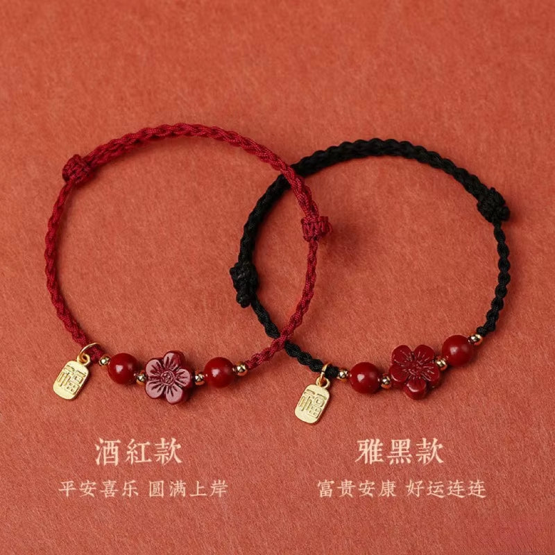 Ethnic Chinese Style Red Couple Bracelet for Women Handmade Lucky Zodiac Year Hand Rope Retro Girls Gifts