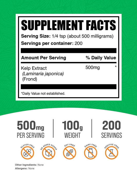 .Com Kelp Extract Powder - Kelp Supplement, Brown Seaweed Extract, Seaweed Powder - Gluten Free, 500Mg per Serving, 100G (3.5 Oz) (Pack of 1)