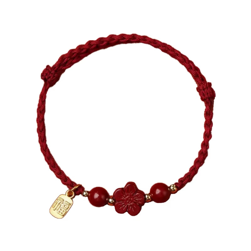Ethnic Chinese Style Red Couple Bracelet for Women Handmade Lucky Zodiac Year Hand Rope Retro Girls Gifts