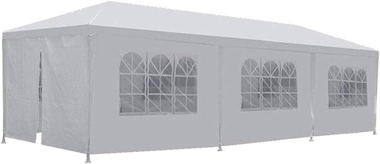 10'X30' Party Canopy Tent Outdoor Wedding Waterproof UV Protection Gazebo Pavilion with 8 Removable Sidewalls Heavy Duty Portable Camping Shelter BBQ Pavilion Canopy Cater Events, White
