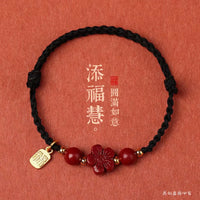Ethnic Chinese Style Red Couple Bracelet for Women Handmade Lucky Zodiac Year Hand Rope Retro Girls Gifts