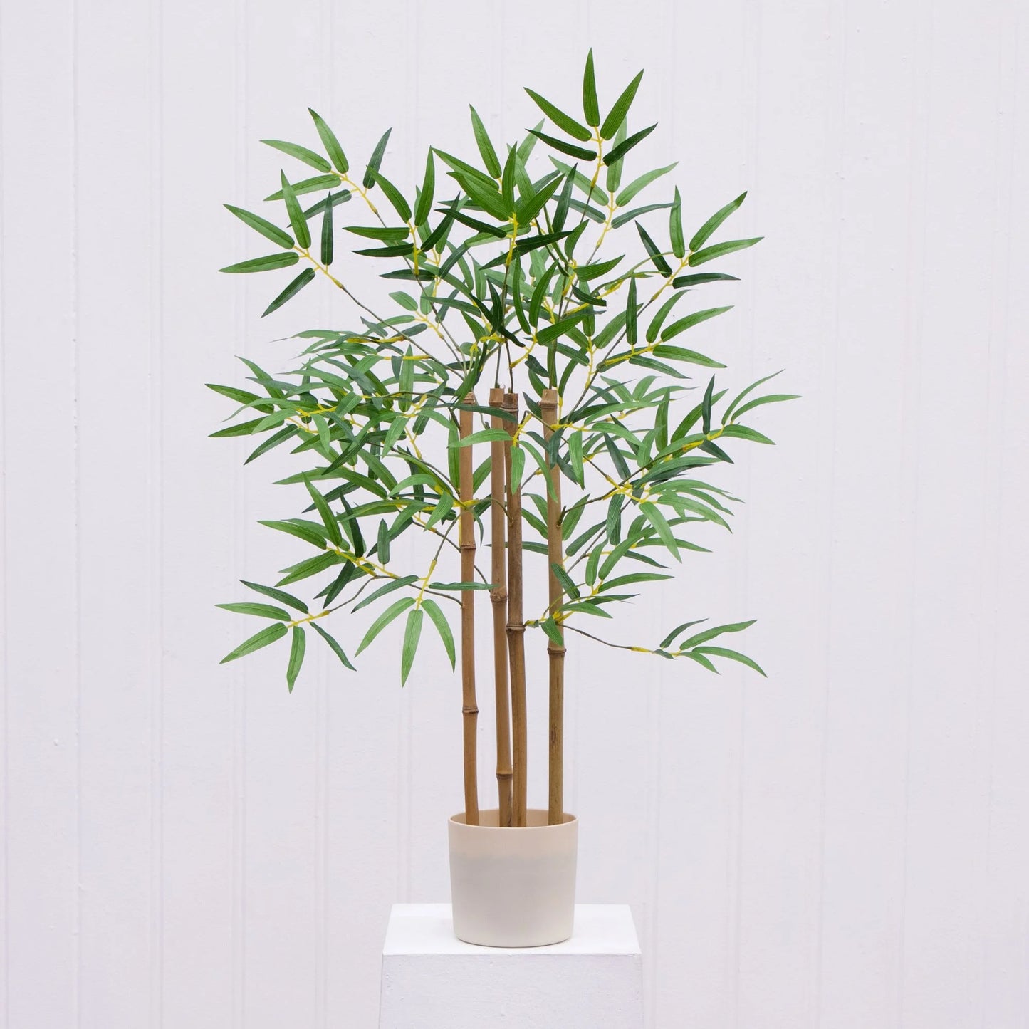 30"H Artificial Indoor Bamboo Tree in Plastic Vanilla Planter