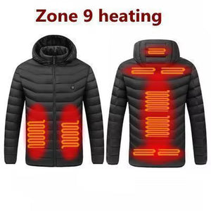 Washable USB Charging Heated Jacket, Cotton Hooded Jacket, Electric Heating, Warm Jacket, Outdoor, Camping, Hiking