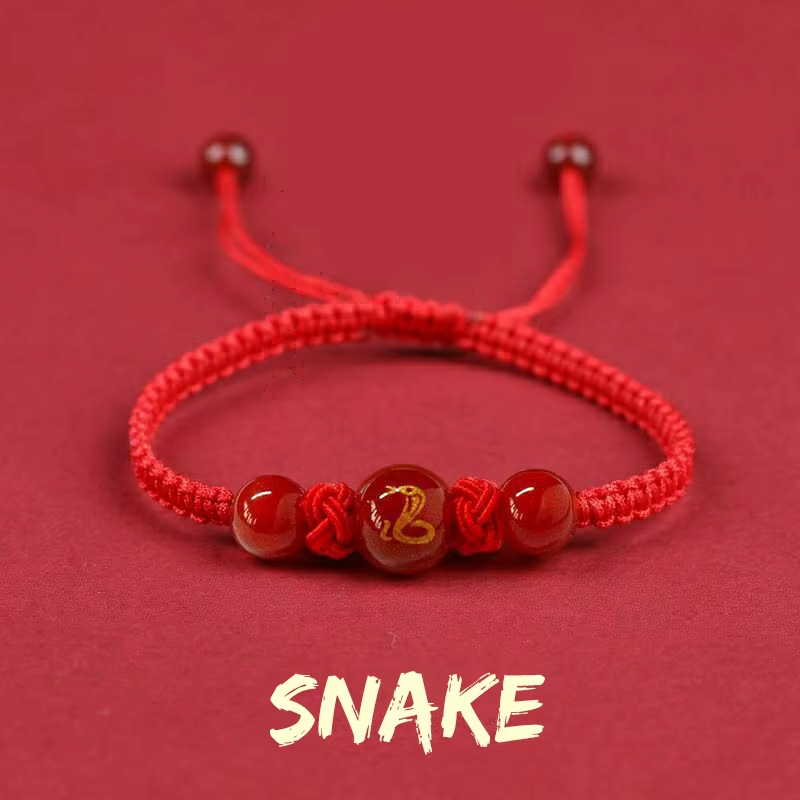 Chinese Style 12 Zodiac Bracelet 2025 Snack Year Lucky Red Rope Bracelet Xmas near Year Gift