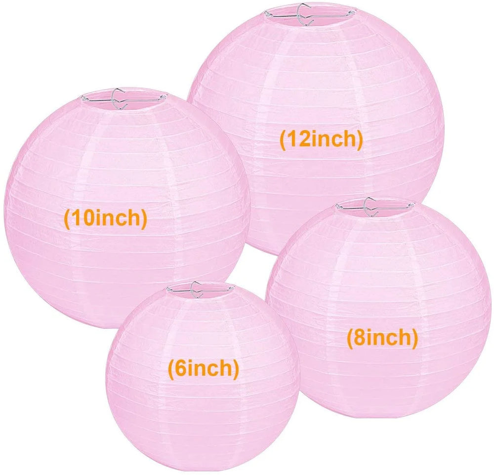 10 Pcs Pink Paper Lanterns round Hanging Lanterns for Wedding,Xmas,Birthday, Party Decoration