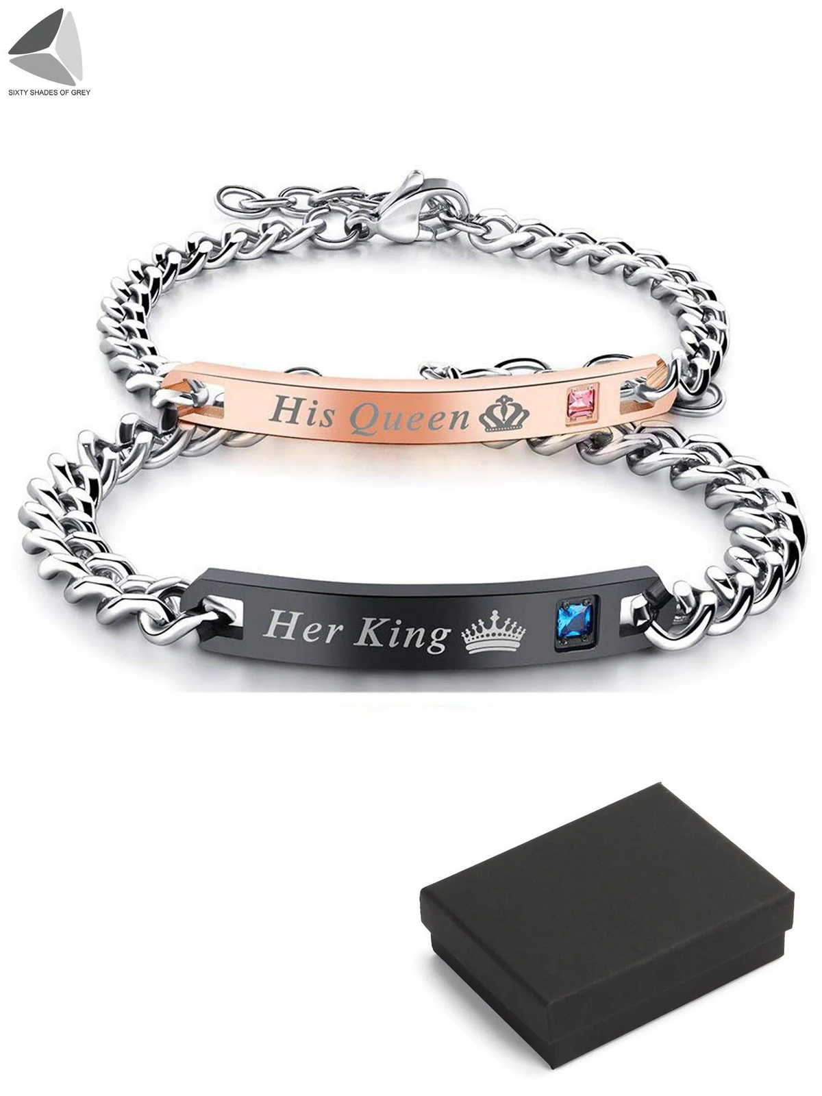 Stainless Steel Couple Bracelets His Queen Her King Bracelets for Couples Jewelry Matching Set Christmas Anniversary Valentine'S Day Gift (1 Pcs, Rose Gold)