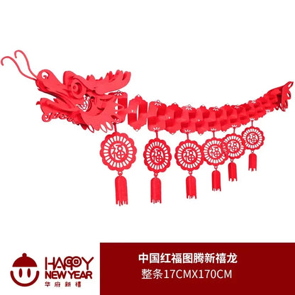 Chinese New Year Dragon Decorations Spring Festival with Paper Lanterns Decoration for Lunar Lantern Party Restaurant Supplies