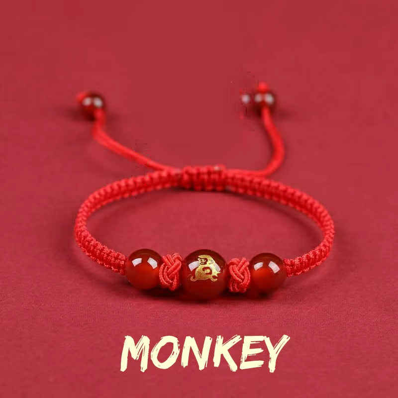 Chinese Style 12 Zodiac Bracelet 2025 Snack Year Lucky Red Rope Bracelet Xmas near Year Gift