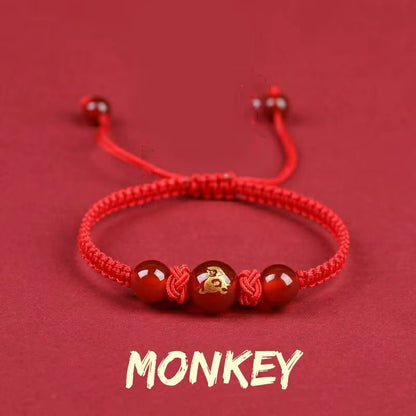 Chinese Style 12 Zodiac Bracelet 2025 Snack Year Lucky Red Rope Bracelet Xmas near Year Gift