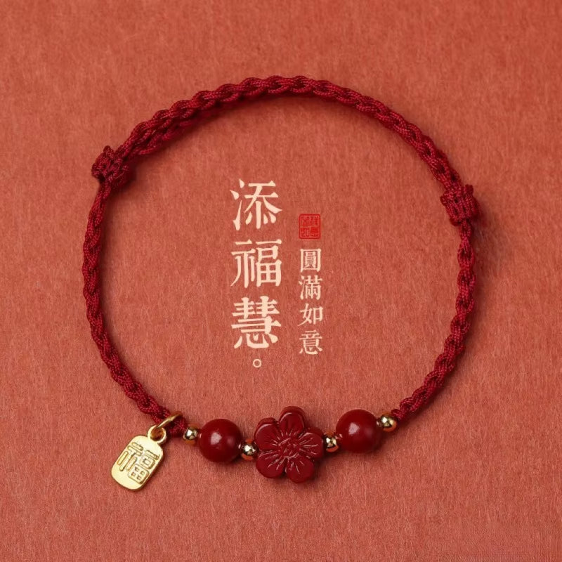 Ethnic Chinese Style Red Couple Bracelet for Women Handmade Lucky Zodiac Year Hand Rope Retro Girls Gifts