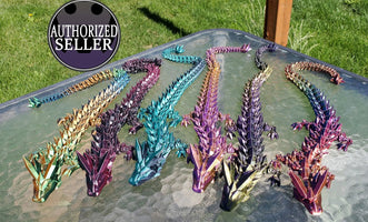 3D Printed Crystal Dragon Fidget Toy, Articulated Dragon