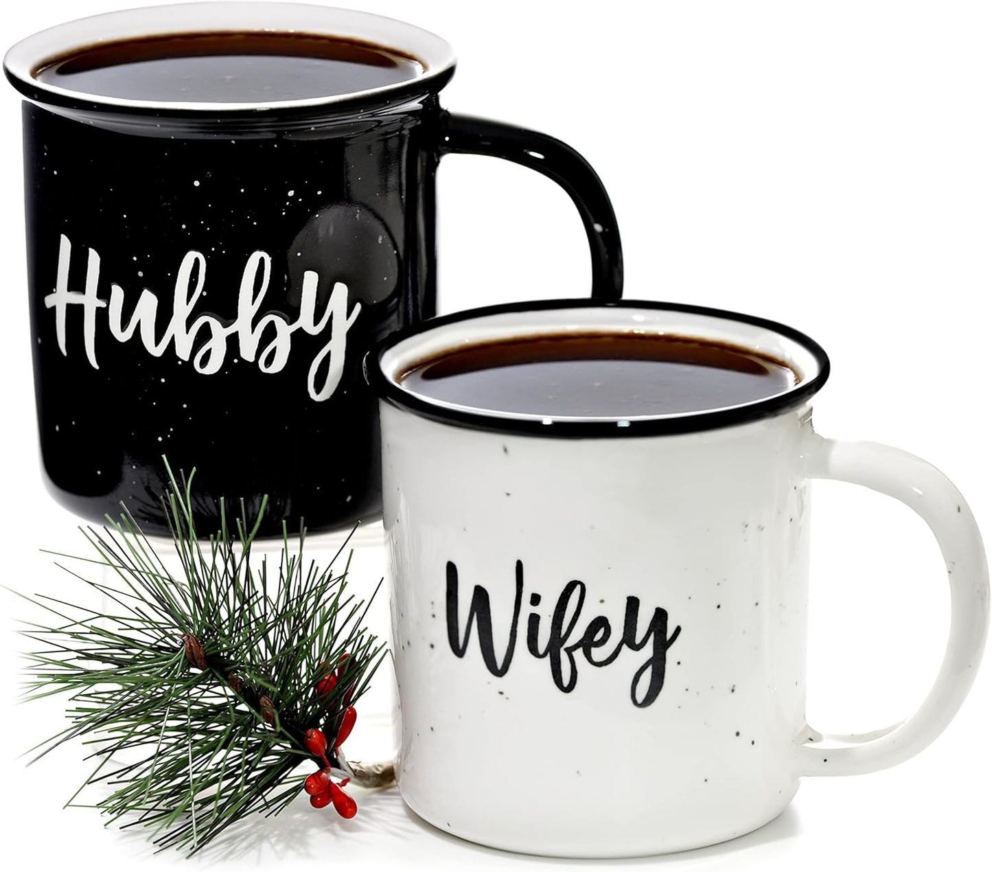 Wifey Hubby Mugs Set of 2 Coffee Mug 11 Ounce, Husband Wife Gift, His Hers Coffee Cup