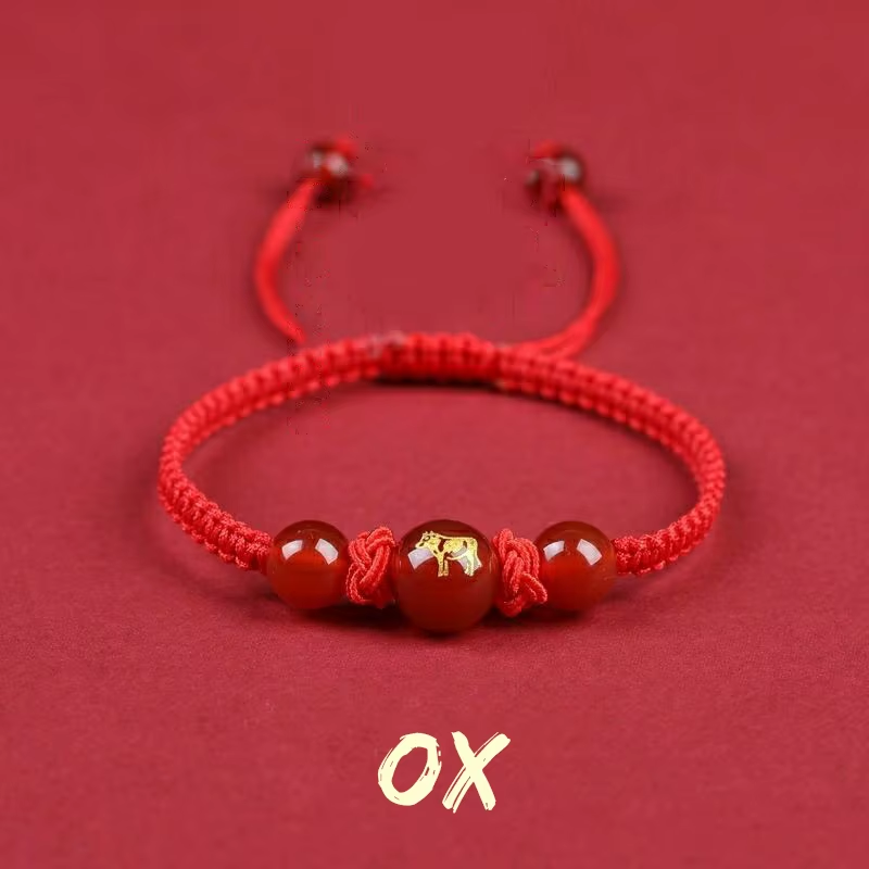 Chinese Style 12 Zodiac Bracelet 2025 Snack Year Lucky Red Rope Bracelet Xmas near Year Gift