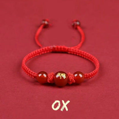 Chinese Style 12 Zodiac Bracelet 2025 Snack Year Lucky Red Rope Bracelet Xmas near Year Gift