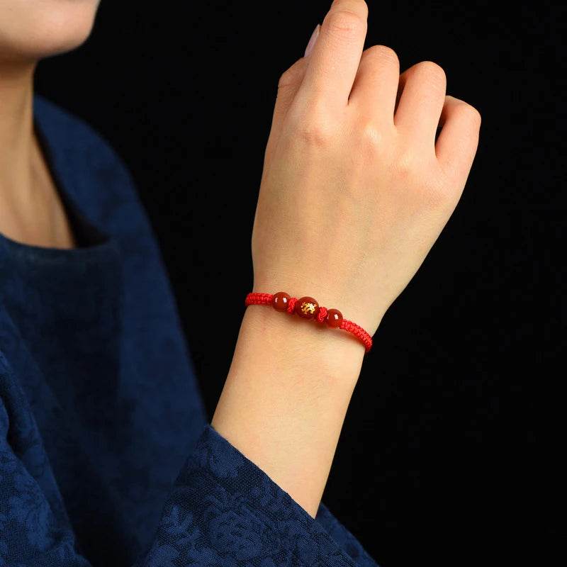 Chinese Style 12 Zodiac Bracelet 2025 Snack Year Lucky Red Rope Bracelet Xmas near Year Gift