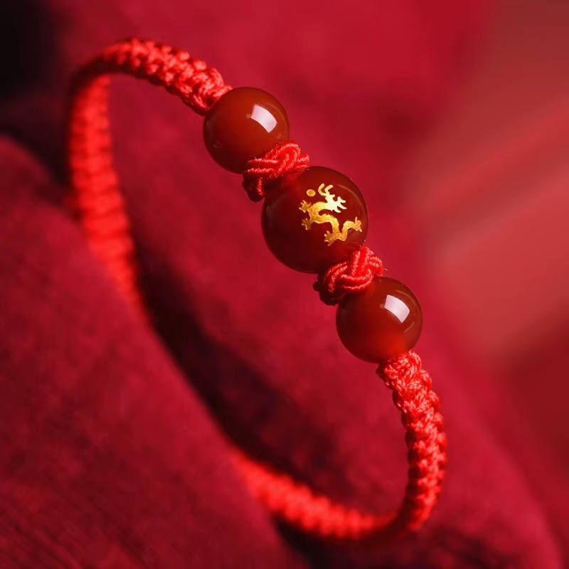 Chinese Style 12 Zodiac Bracelet 2025 Snack Year Lucky Red Rope Bracelet Xmas near Year Gift