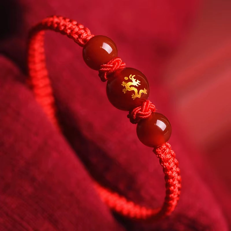 Chinese Style 12 Zodiac Bracelet 2025 Snack Year Lucky Red Rope Bracelet Xmas near Year Gift