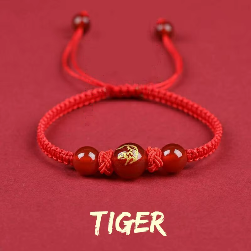 Chinese Style 12 Zodiac Bracelet 2025 Snack Year Lucky Red Rope Bracelet Xmas near Year Gift