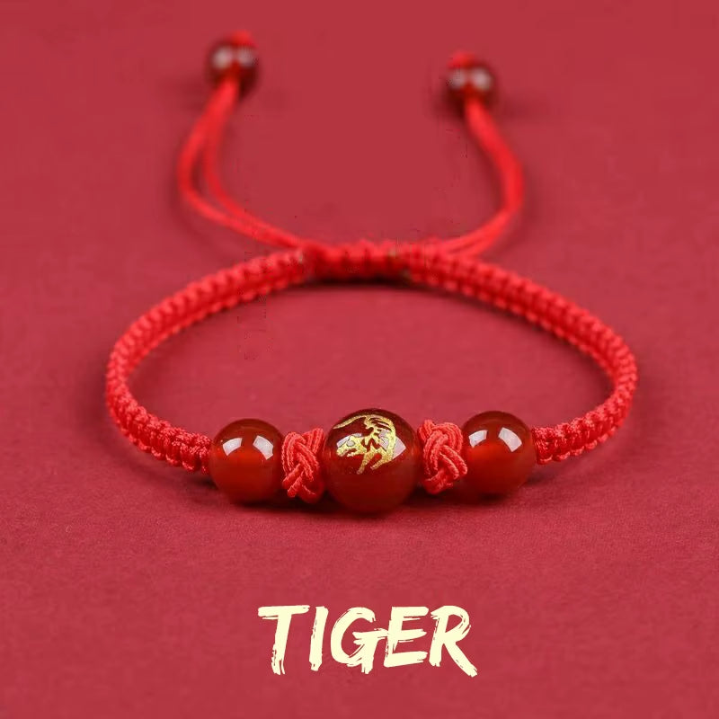 Chinese Style 12 Zodiac Bracelet 2025 Snack Year Lucky Red Rope Bracelet Xmas near Year Gift
