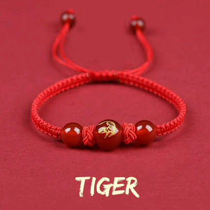 Chinese Style 12 Zodiac Bracelet 2025 Snack Year Lucky Red Rope Bracelet Xmas near Year Gift