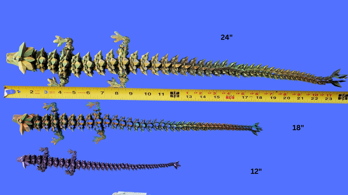 3D Printed Crystal Dragon Fidget Toy, Articulated Dragon